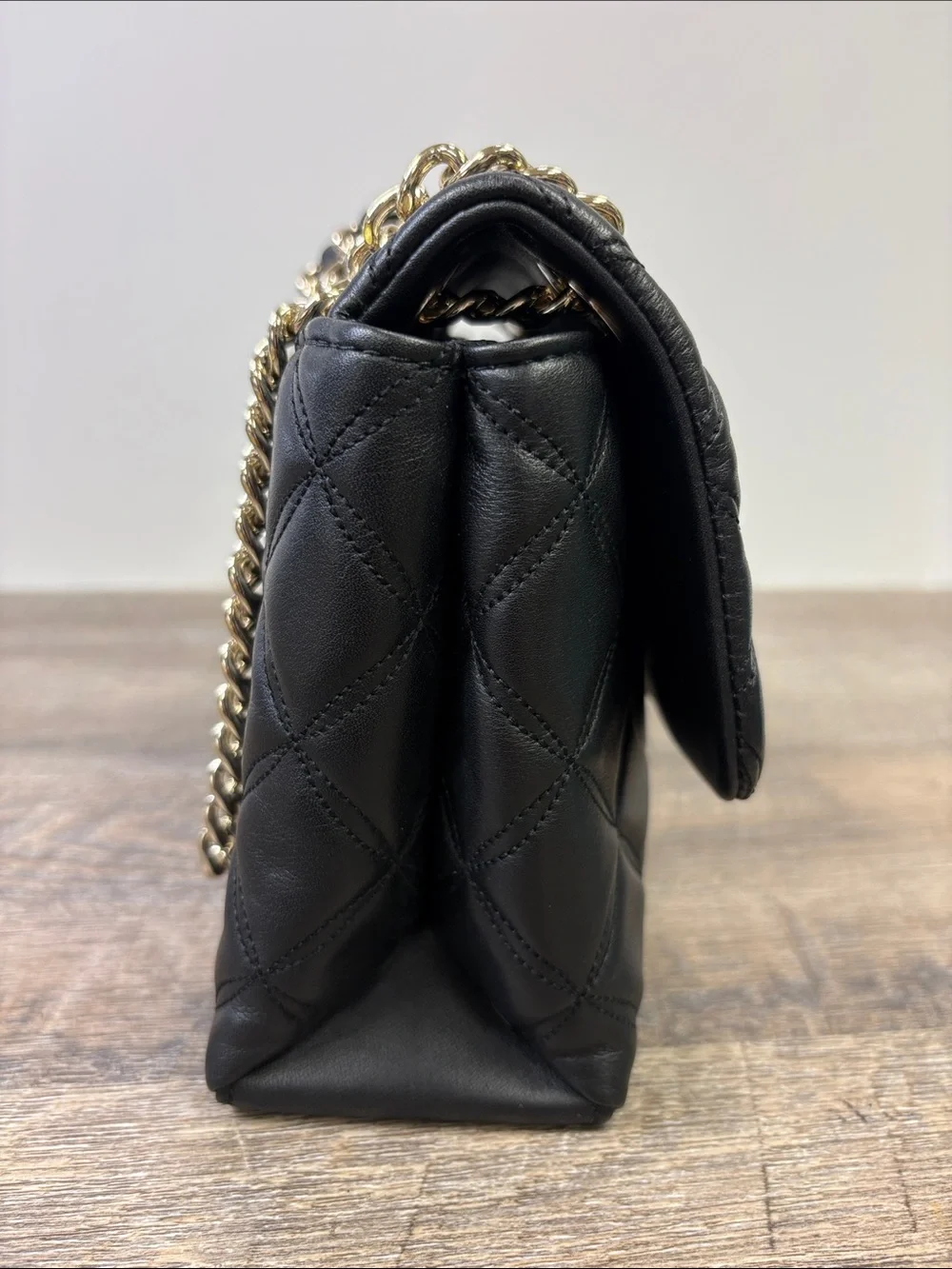 Kate Spade New York Black Quilted Leather Gold Chain Shoulder Bag